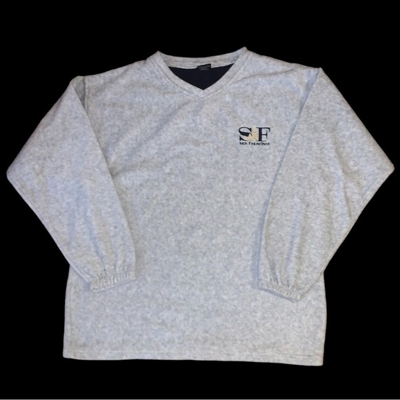 Vintage San Francisco made in the USA Large pullover fleece v neck gray tourist - Picture 2 of 9